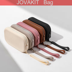 JOVAKIT large-capacity makeup bag keeps brushes and cosmetics neatly organized.