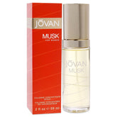 Jovan Musk for Women eau de cologne bottle with sleek glass design and all-day fragrance.