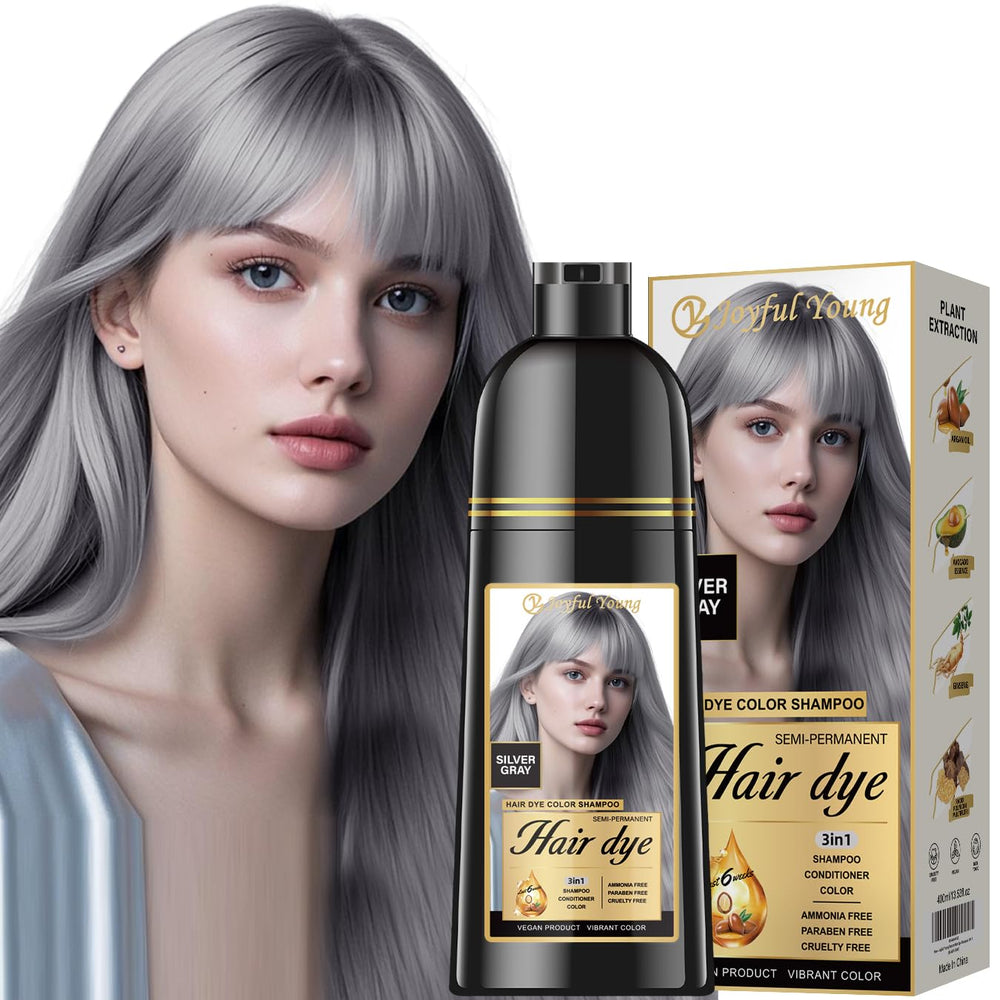 Joyful Young color hair dye shampoo application for easy at-home color.