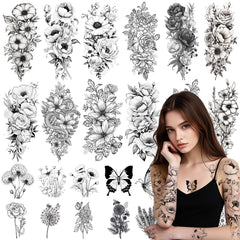 JoyfulGlam 26-sheets floral 3D tattoos for realistic body art accents