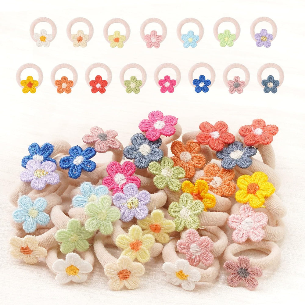 JOYOYO 30-piece flower hair ties in a clear box for easy storage and styling