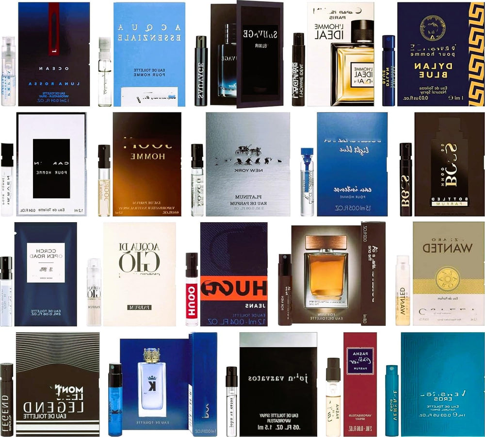 JRoBeauty men's fragrance sampler featuring six vials for on-the-go scent variety