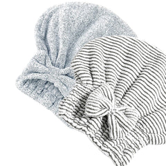 Jseng bamboo fiber hair drying cap pair, ultra-absorbent for overnight conditioning and hair protection.