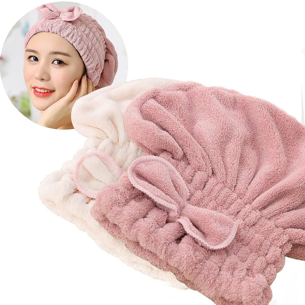 Jseng two-piece microfiber drying caps pack for convenient overnight conditioning and styling prep.