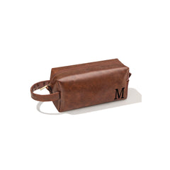 JSENGIFT leather toiletry bag with initial M for organized travel