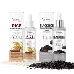 Jtopyrt Glow White Rice Exfoliate Ampoule bottle pour showing gentle exfoliation for smoother skin.