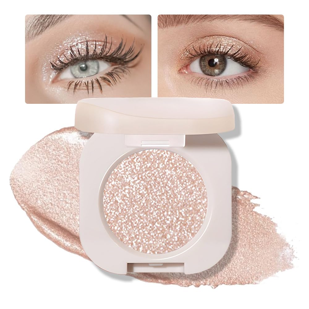 JUAAZIN Monochrome Glitter Eyeshadow light brown shimmer swatch for everyday glow.