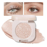 JUAAZIN Monochrome Glitter Eyeshadow light brown shimmer swatch for everyday glow.