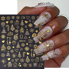 juggssa christmas nail stickers snowman 3d accents enhance cute winter manicure