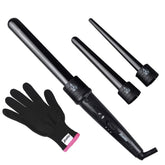 JuHaLeiw 3-in-1 curling iron barrels setup for versatile salon-like styling at home.