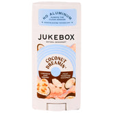 JUKEBOX Coconut Dreamin' bottle highlights toasted coconut aroma and aluminum-free protection for daily freshness.