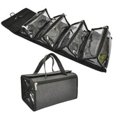 Jula Vance large-capacity hanging bag shown in travel setup for organized toiletries