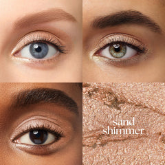 Julep Eyeshadow 101 Sand Shimmer swatch on skin reveals champagne glow and easy blend