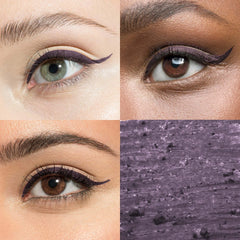 Julep When Pencil Met Gel Smoky Plum swatch on arm shows matte and shimmer payoff.