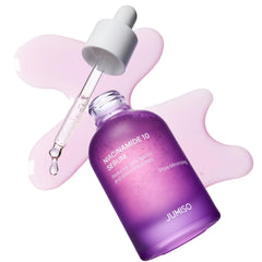 JUMISO Niacinamide 10 Serum bottle shows a sleek packaging for even skin tone.
