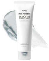 JUMISO pore-purifying foaming cleanser bottle closeup highlights gentle daily cleansing and pore care.