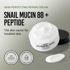 JUMISO Snail Mucin 88 Peptide Cream jar closeup highlights rich texture for lasting moisture
