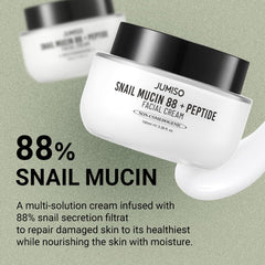 JUMISO Snail Mucin 88 Peptide Cream packaging emphasizes compact jar for travel-friendly hydration