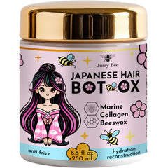 Jumybee hair mask jar closeup showing rich hydration for dry hair