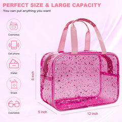 Junesters clear red star makeup bag star-pattern detail for stylish organization