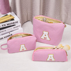 Junesters initials makeup bag large capacity interior showing spacious storage for cosmetics