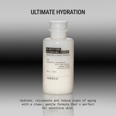 JADE cleansing powder close-up shows rice powder and papaya enzymes for hydration.