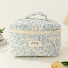 Juoxeepy cosmetic bag with floral print in white cherry for organized cosmetics