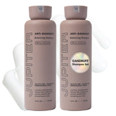 Jupiter Anti Dandruff Shampoo bottle pour for fast relief of itchy, flaky scalp.