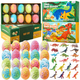 JuraFizz dinosaur bath bombs 20-pack showing bright colors for playful bath time.