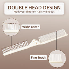 Jurrissa folding hair comb double-head design for versatile detangling