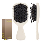 Jurrissa mini boar bristles hair brush pocket-size for on-the-go smoothing and shine