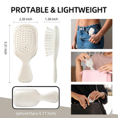Jurrissa mini detangler with nylon teeth easily glides through tangles without pulling hair.