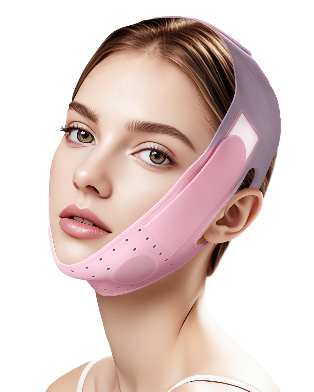 JUSMORE V-Line Sculpting Mask close-up shows soft silicone for comfortable wear during daily use