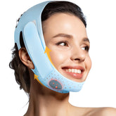 JUSRON V-Line Mask light-blue material closeup shows soft silicone comfort.