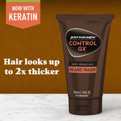 Just for Men Control GX keratin-enhanced formula boosting beard thickness and strength.
