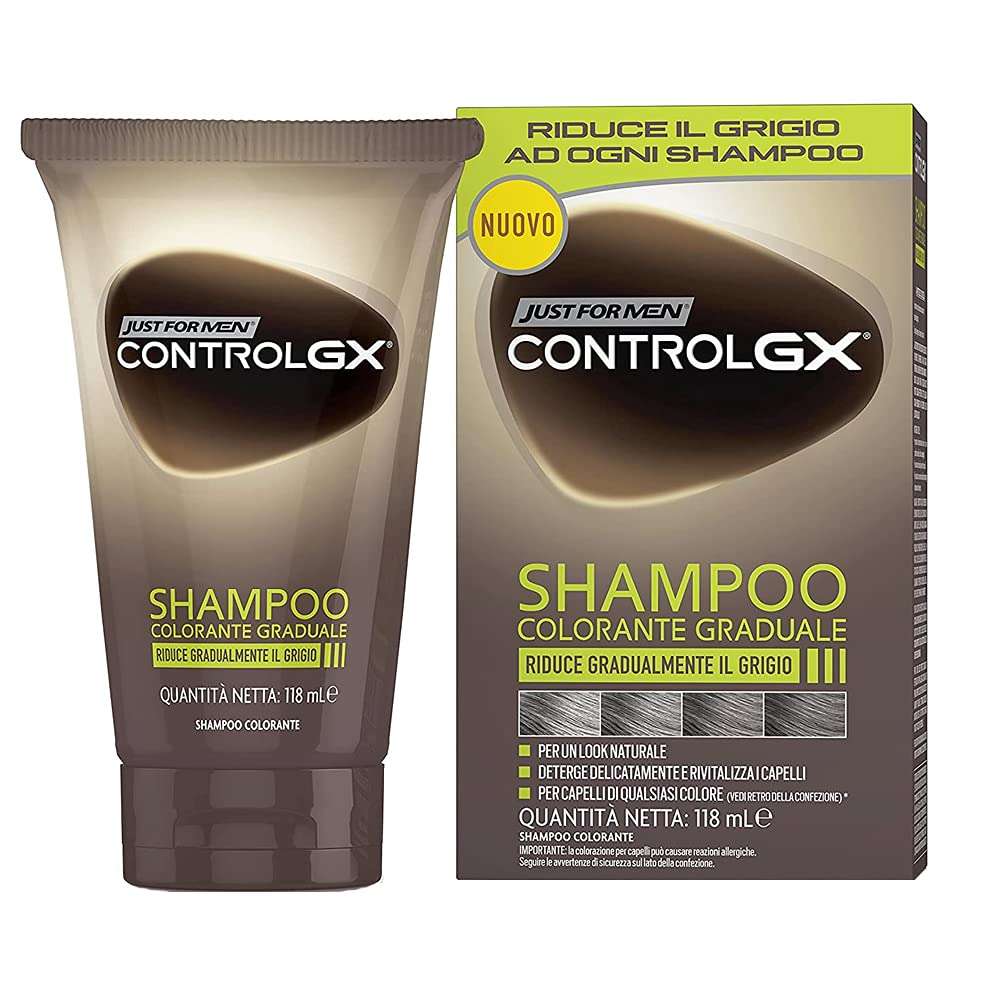 Just for Men Control GX packaging shows easy, mess-free gray coverage.