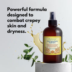 Just Nutritive Anti-Aging Body Treatment oil texture shown to convey lightweight nourishment