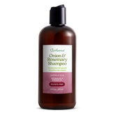 Just Nutritive Onion & Rosemary Shampoo bottle with rich lather promoting a clean scalp.