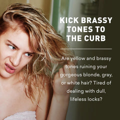 Just Nutritive Purple Shampoo ingredients blueberry and blackberry highlight natural pigments.