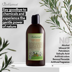 Just Nutritive Vinegar Nutritive Rinse scalp splash illustrates cleansing to unclog pores