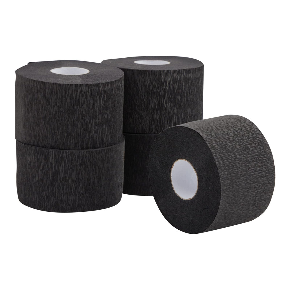 Juvale disposable barber neck strips close-up of black roll showing quick hair protection.