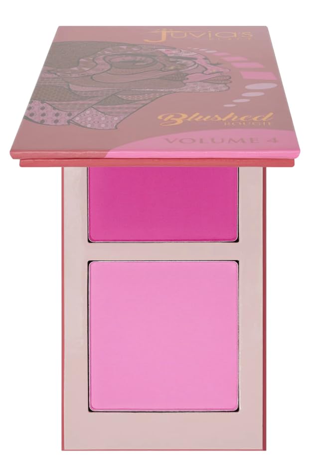 Juvia's Place Blushed Duo Volume4 compact closeup shows rich color for natural flush.