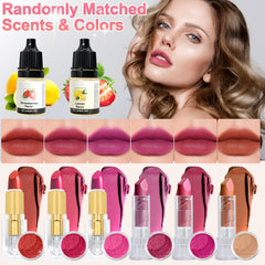 JUYRLE lipstick powders and pastes laid out for vibrant shade exploration