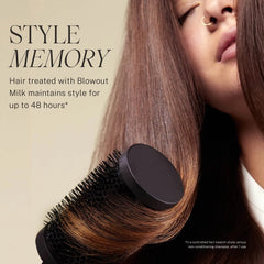 JVN Complete Blowout Milk ionic peptides orchid milk label highlights hydrating claim.
