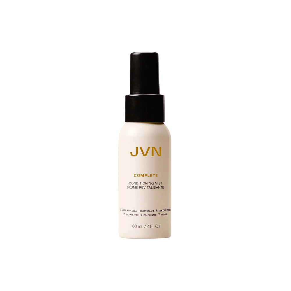 JVN Complete Leave-In Mist bottle front for on-the-go hydration and frizz control.