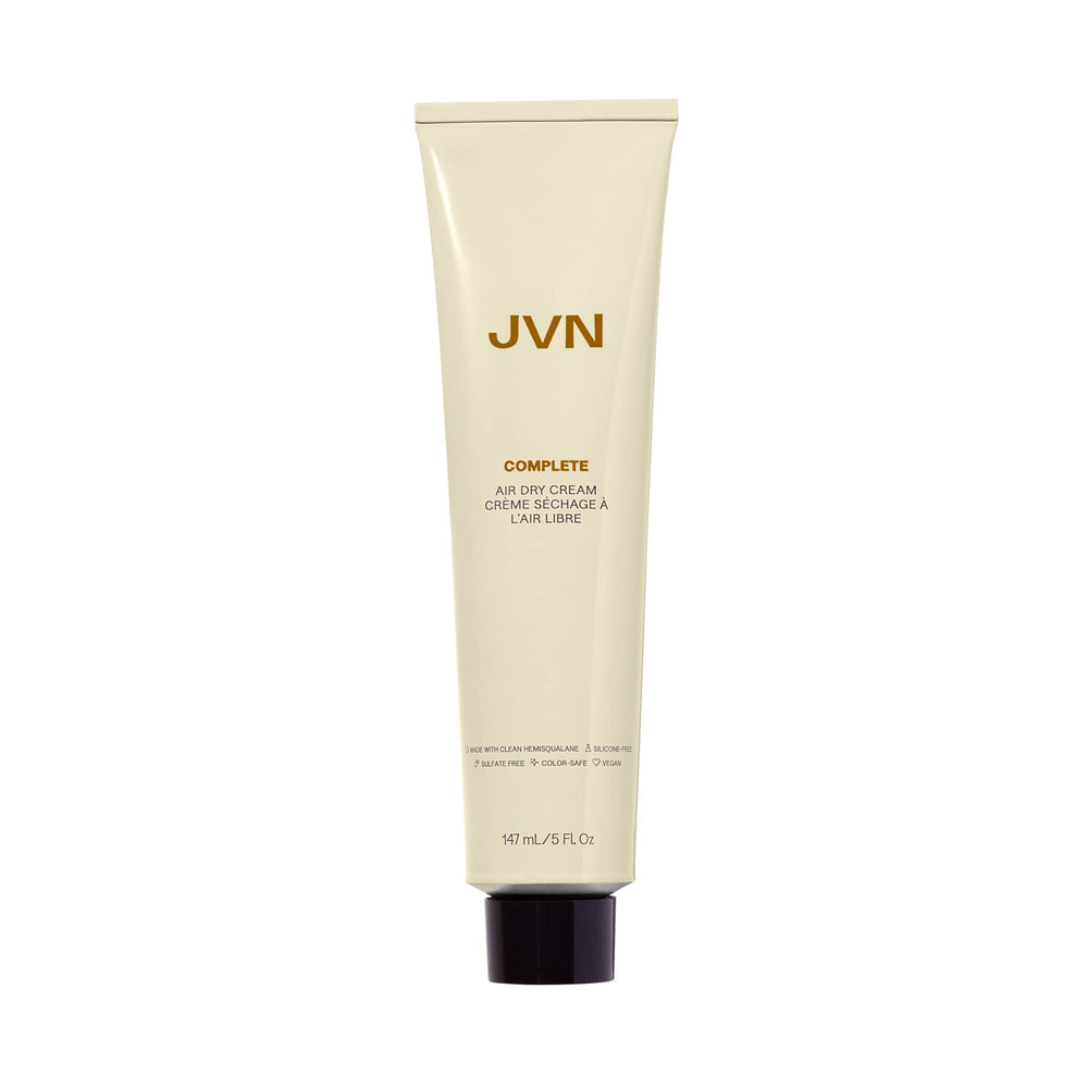 JVN No Heat Complete Air Dry Cream bottle highlights silicone-free hydration for natural texture