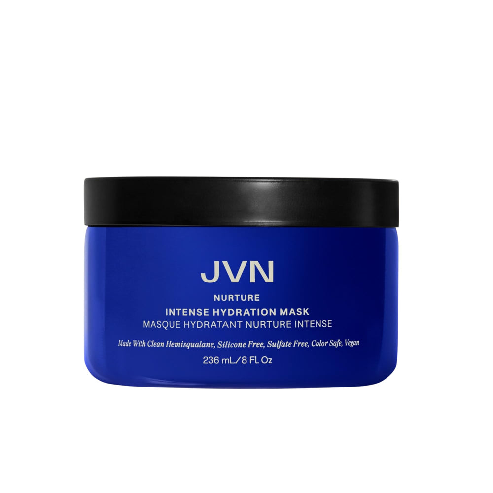 JVN Nurture Mask jar shows rich cream for deep hydration.