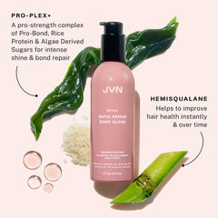 JVN Revive Rapid Repair Bond Gloss saturating hair for even distribution.