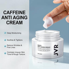 JVR anti-aging cream swatch emphasizing wrinkle reduction benefits