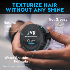 JVR Hair Clay matte-finish look delivers a natural, non-greasy shine